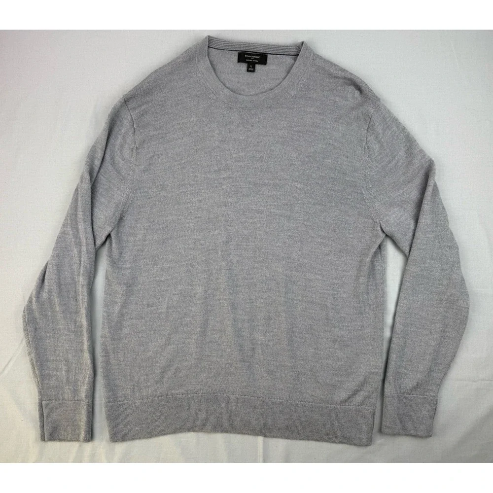 Banana‎ Republic Merino Wool Sweater Gray Crewneck Minimalist L